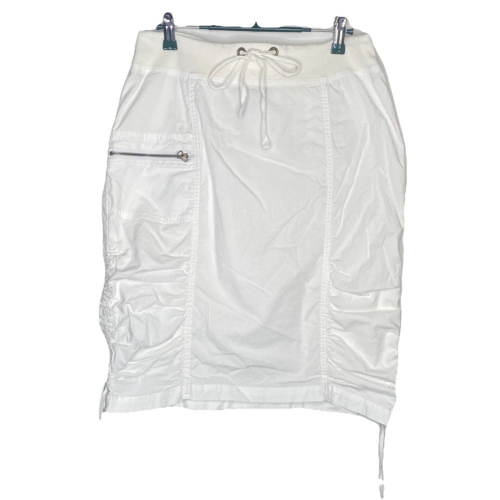XCVI White Ruched Sides Skirt M Zipper‎ Pocket Comfortable Waist